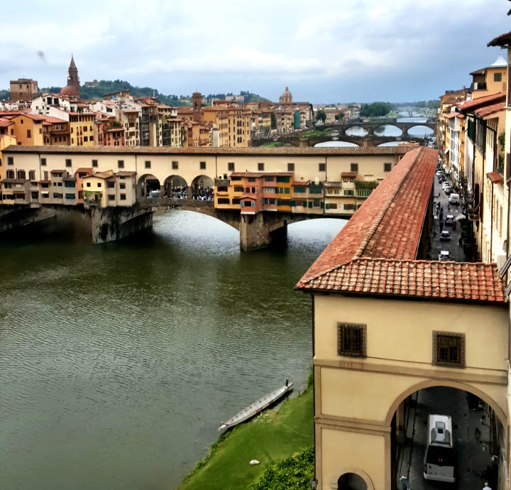 View of river and city skyline from Uffizi Museum